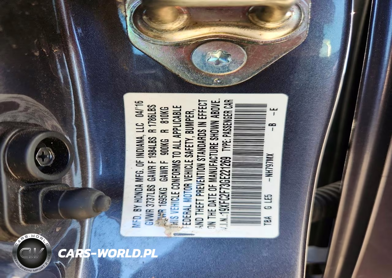 2016 Honda Civic Ex VIN:19XFC2F73GE221269 - 13
