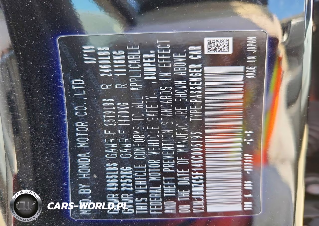 2019 Honda Clarity VIN:JHMZC5F14KC005195 - 13