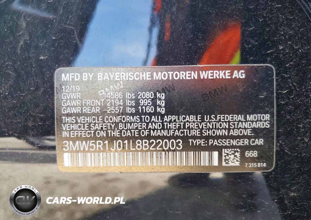 2020 BMW 330I VIN:3MW5R1J01L8B22003 - 12