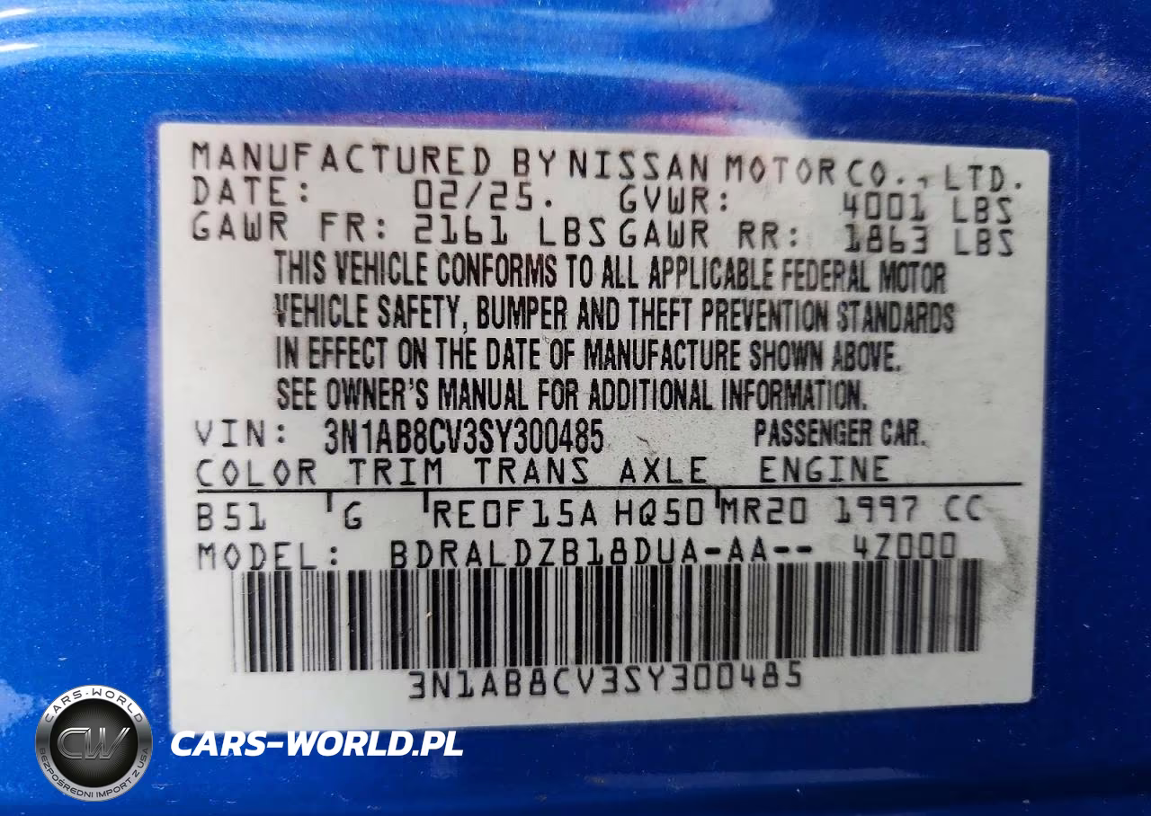 2025 Nissan Sentra Sv VIN:3N1AB8CV3SY300485 - 12