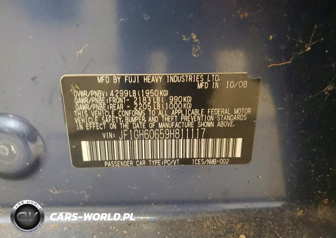 2008 Suba Impreza VIN:JF1GH60659H811117 - 12