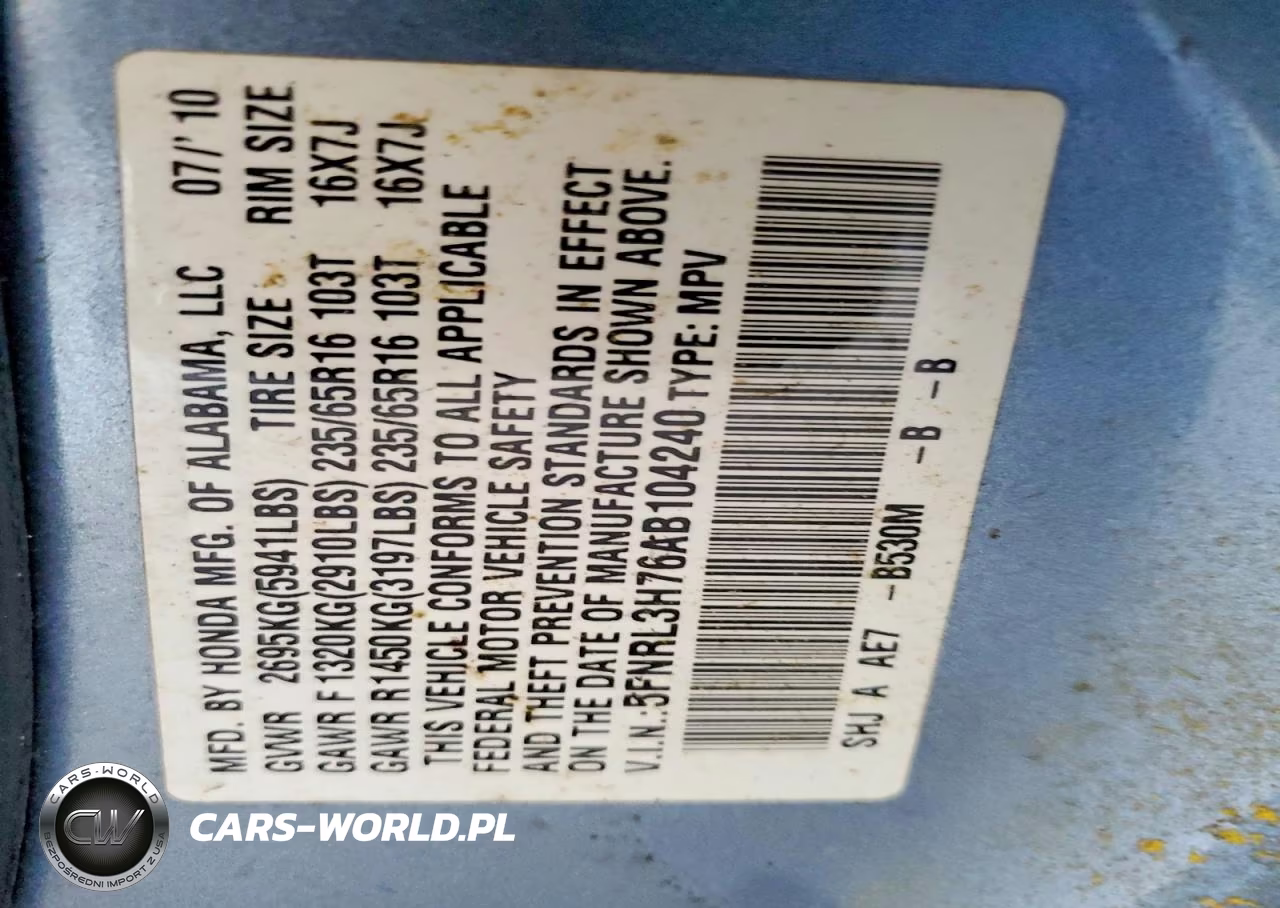 2010 Honda Odyssey Exl VIN:5FNRL3H76AB104240 - 13