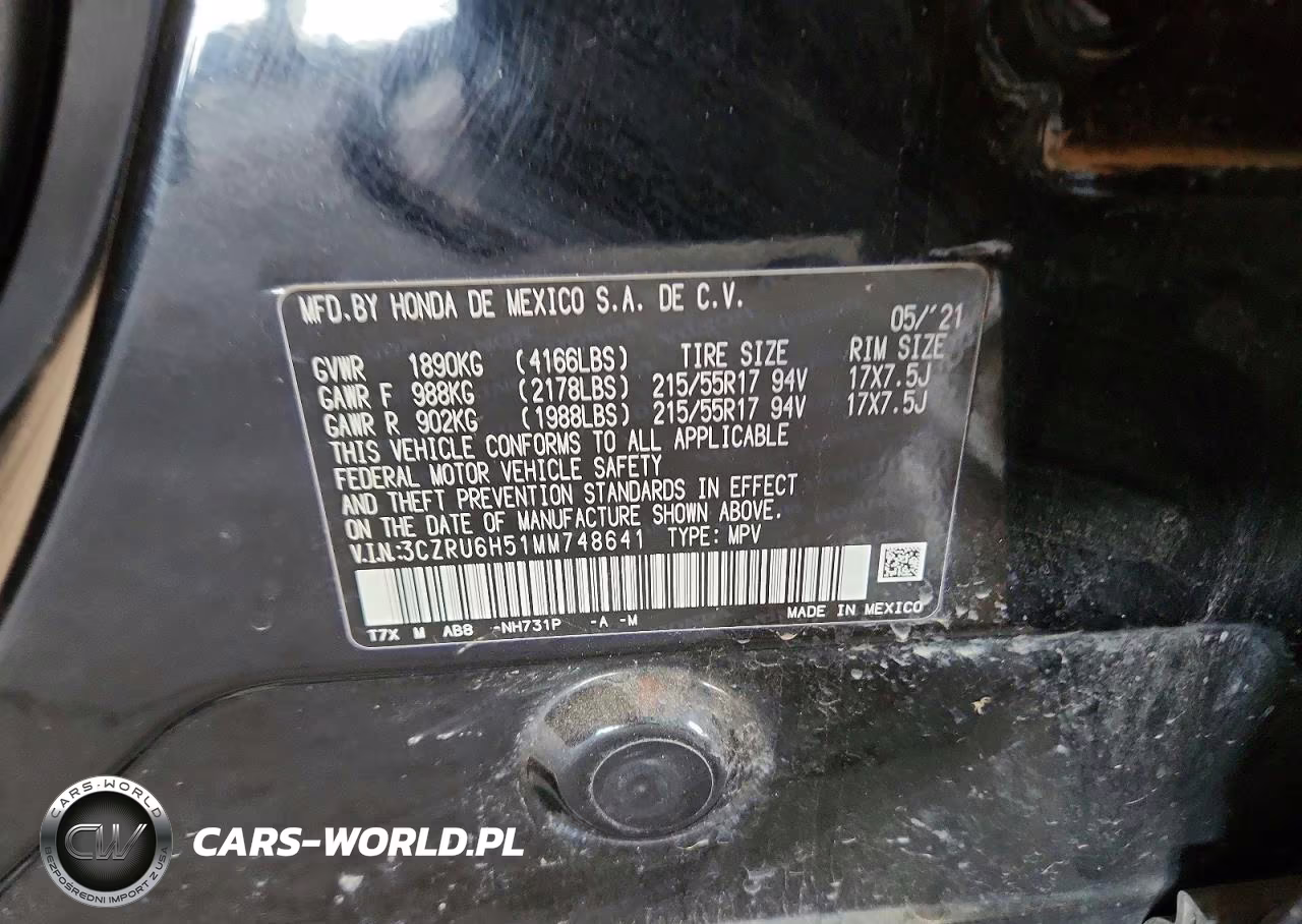2021 Honda Hr-V Ex VIN:3CZRU6H51MM748641 - 14