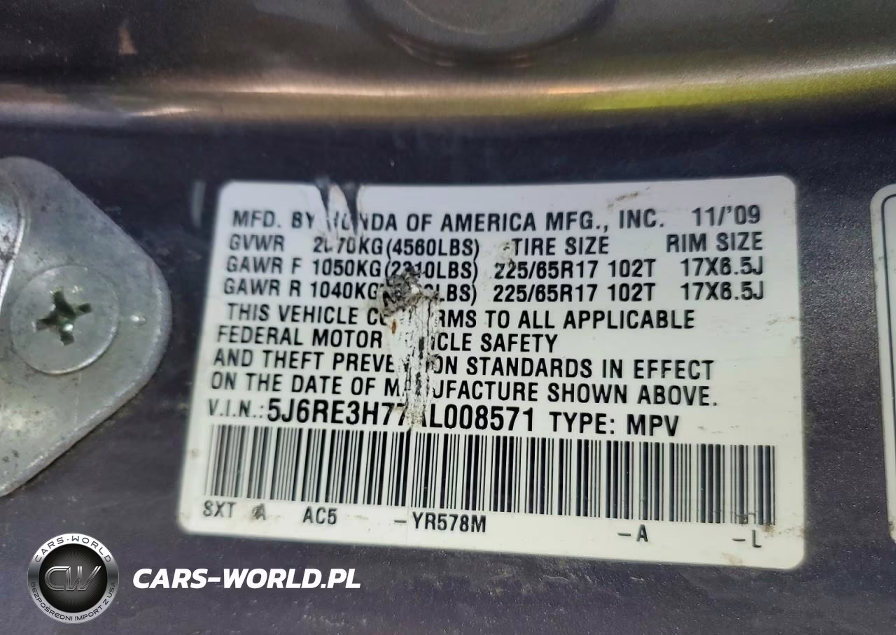 2010 Honda Cr-V Exl VIN:5J6RE3H77AL008571 - 13