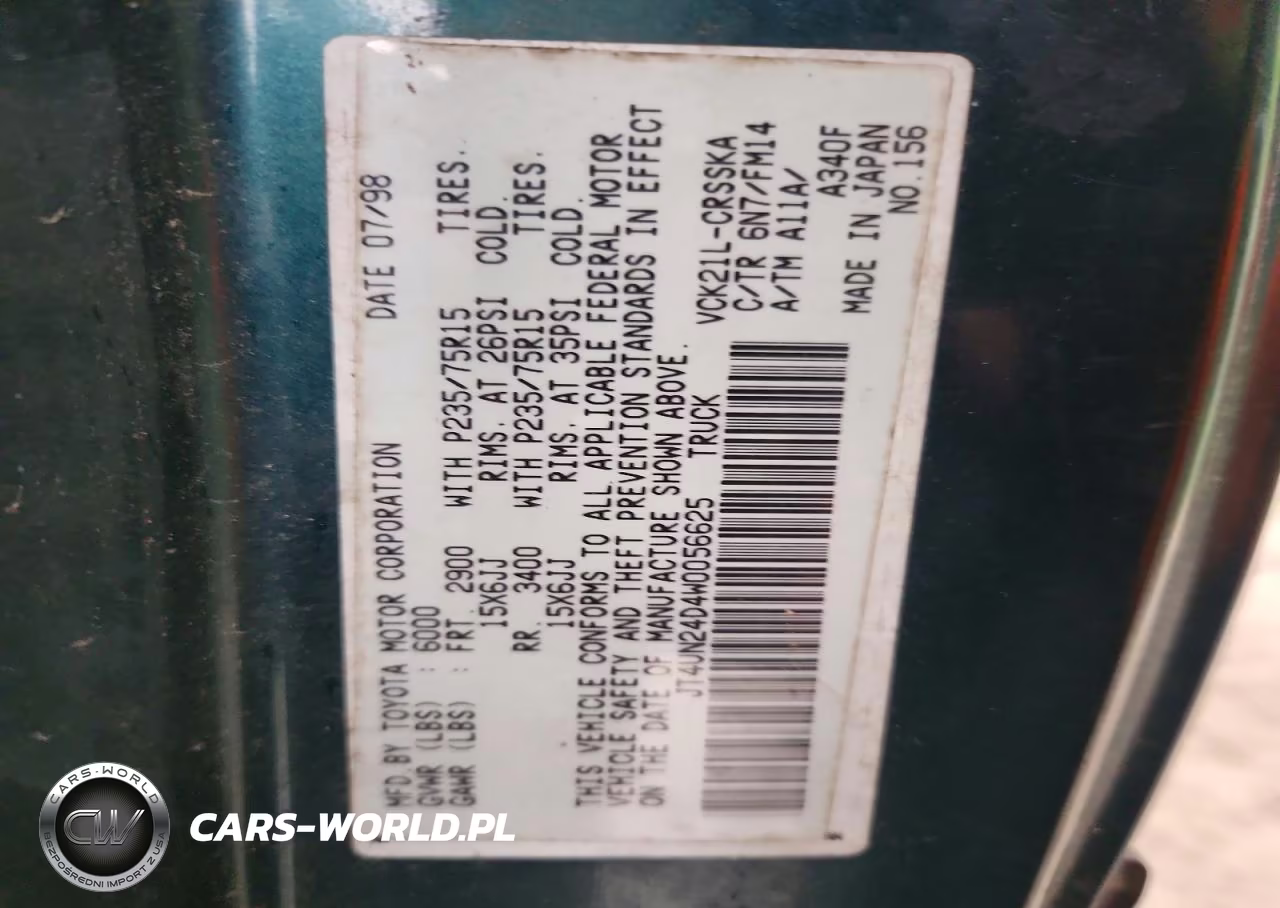 1998 Toyota T100 Sr5 VIN:JT4UN24D4W0056625 - 12