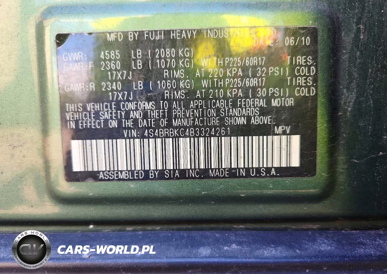 2011 Subaru Outback 2.5I Limited VIN:4S4BRBKC4B3324261 - 12