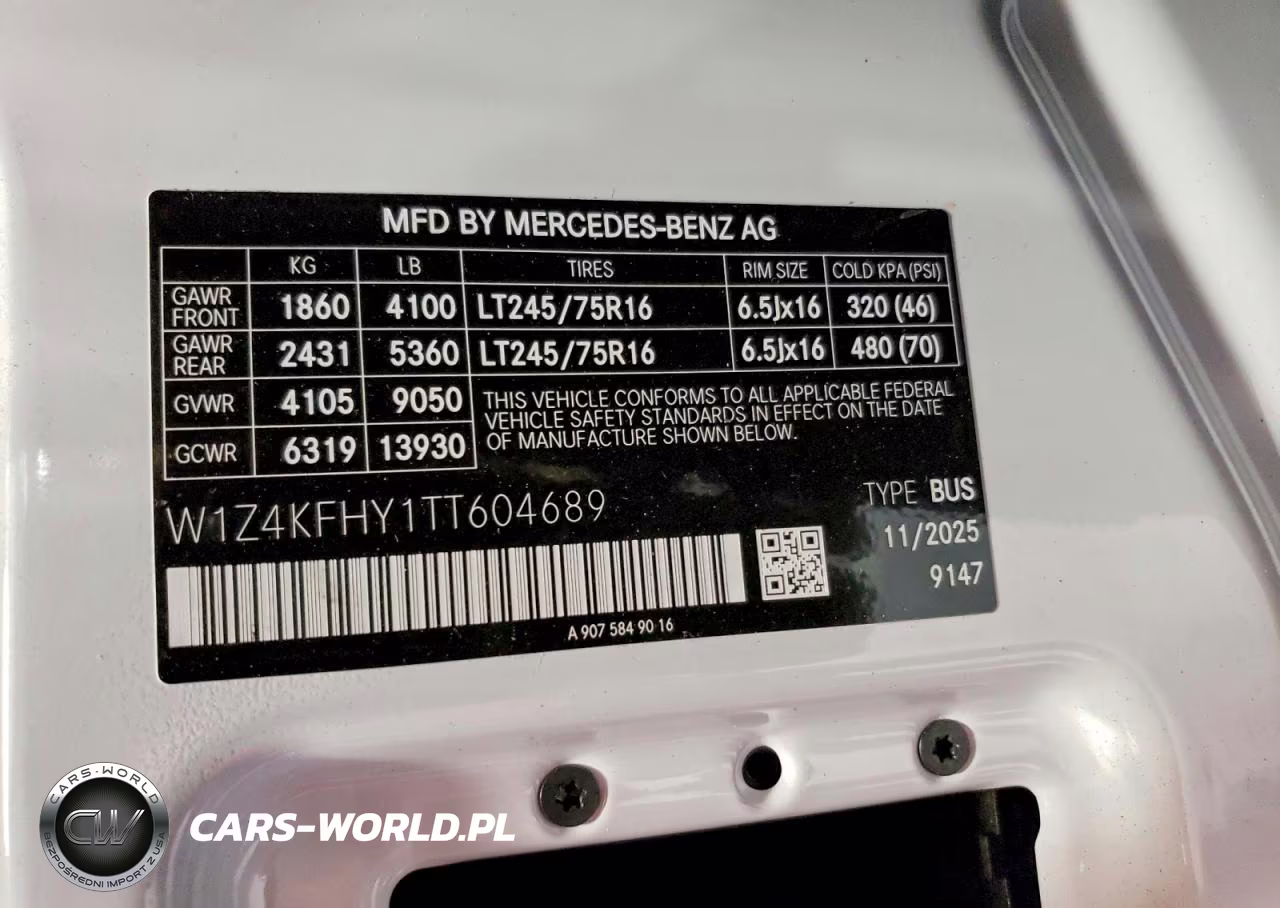 2026 Mercedes-Benz Sprinter 2500 VIN:W1Z4KFHY1TT604689 - 13