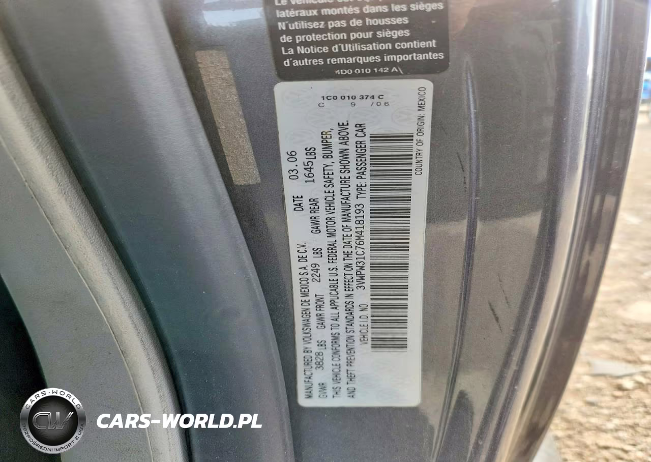 2006 Volkswagen New Beetle 2.5L VIN:3VWPW31C76M418193 - 12