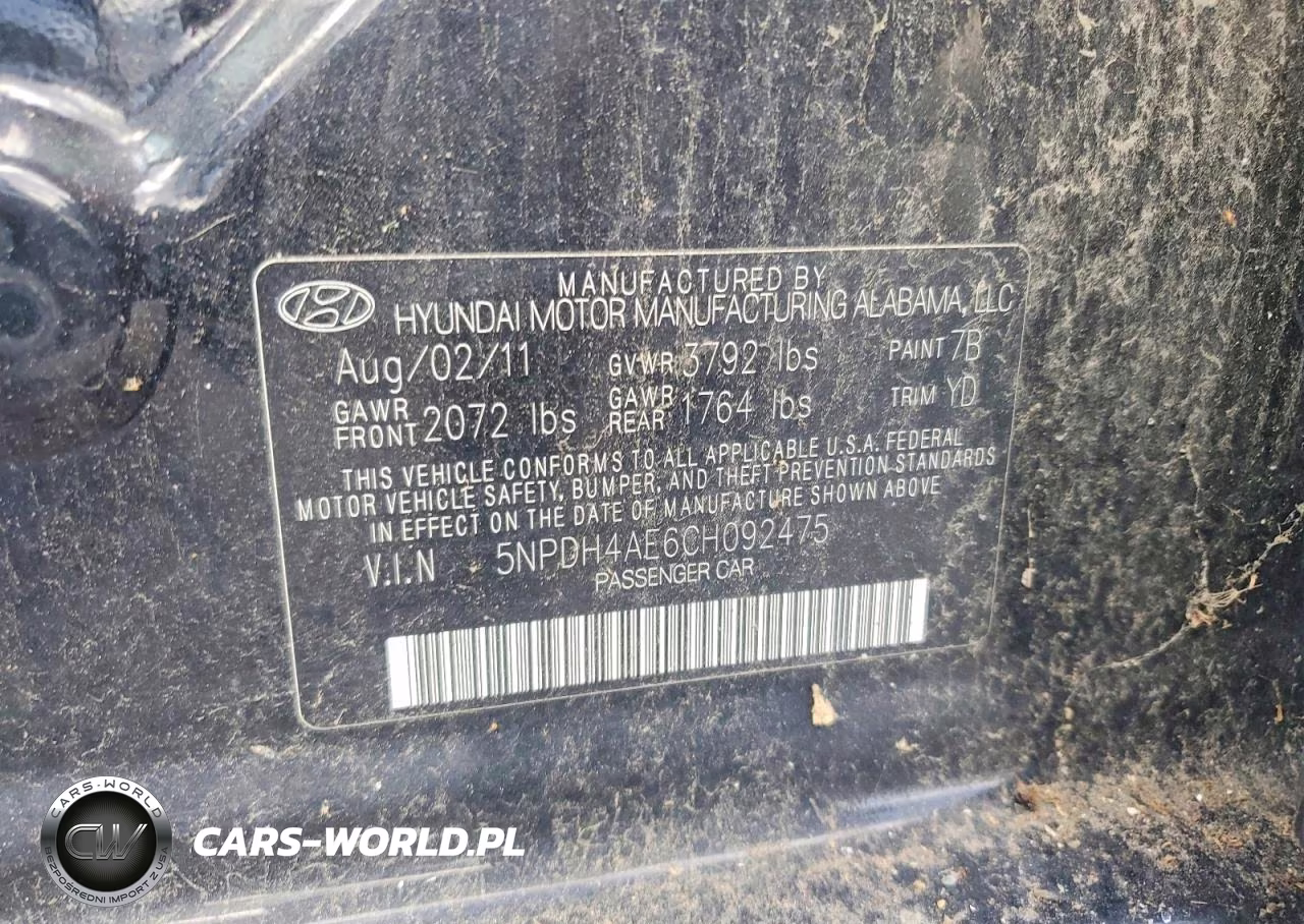 2012 Hyundai Elantra Gls VIN:5NPDH4AE6CH092475 - 12