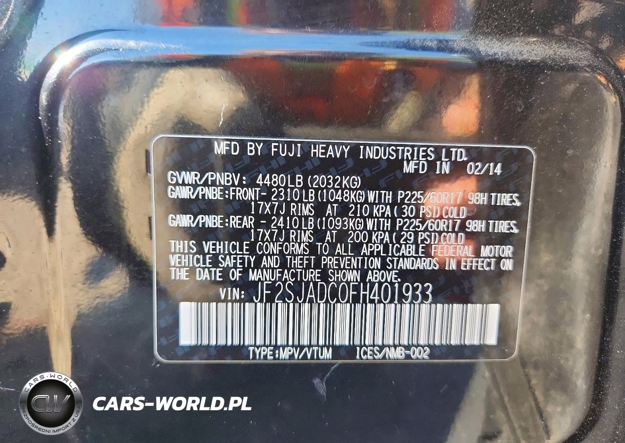 2015 Subaru Forester 2.5I Premium VIN:JF2SJADC0FH401933 - 13