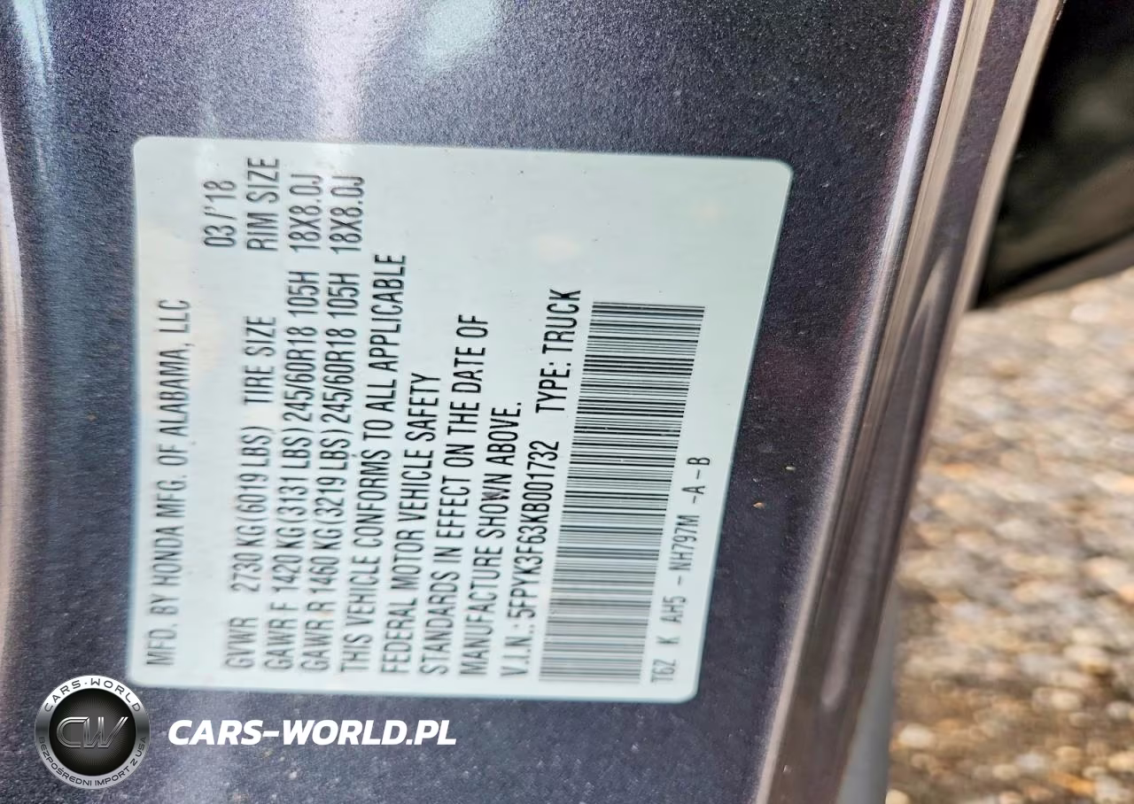 2019 Honda Ridgeline Rtl VIN:5FPYK3F63KB001732 - 12