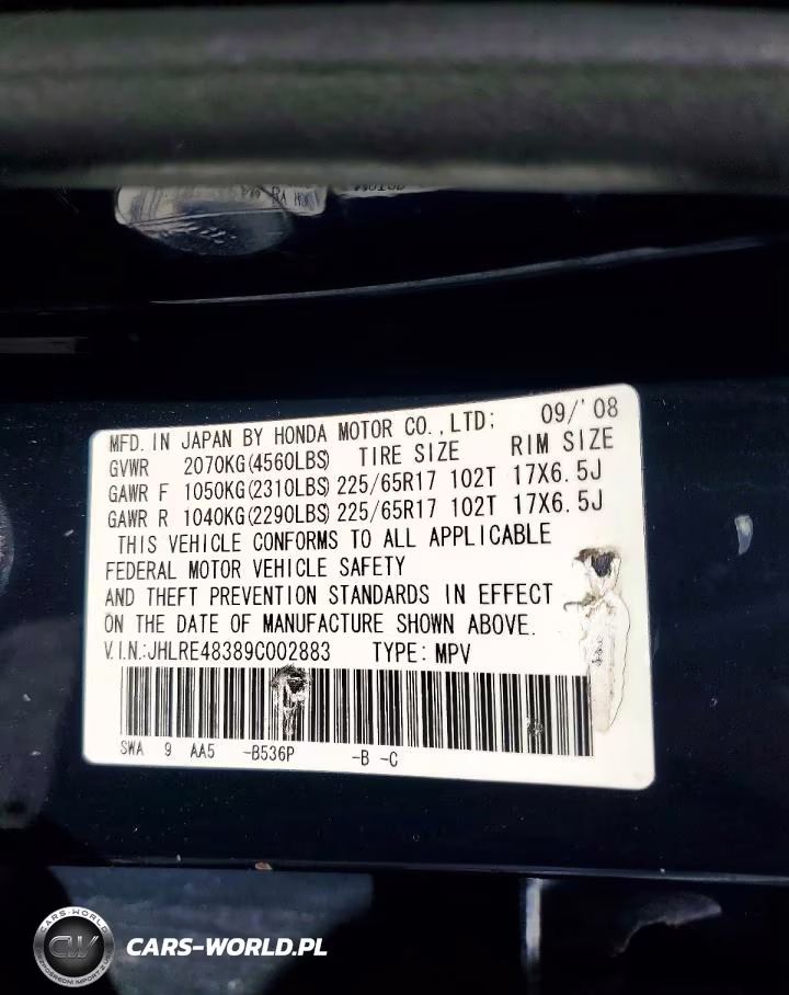 2009 Honda Cr-V Lx VIN:JHLRE48389C002883 - 14