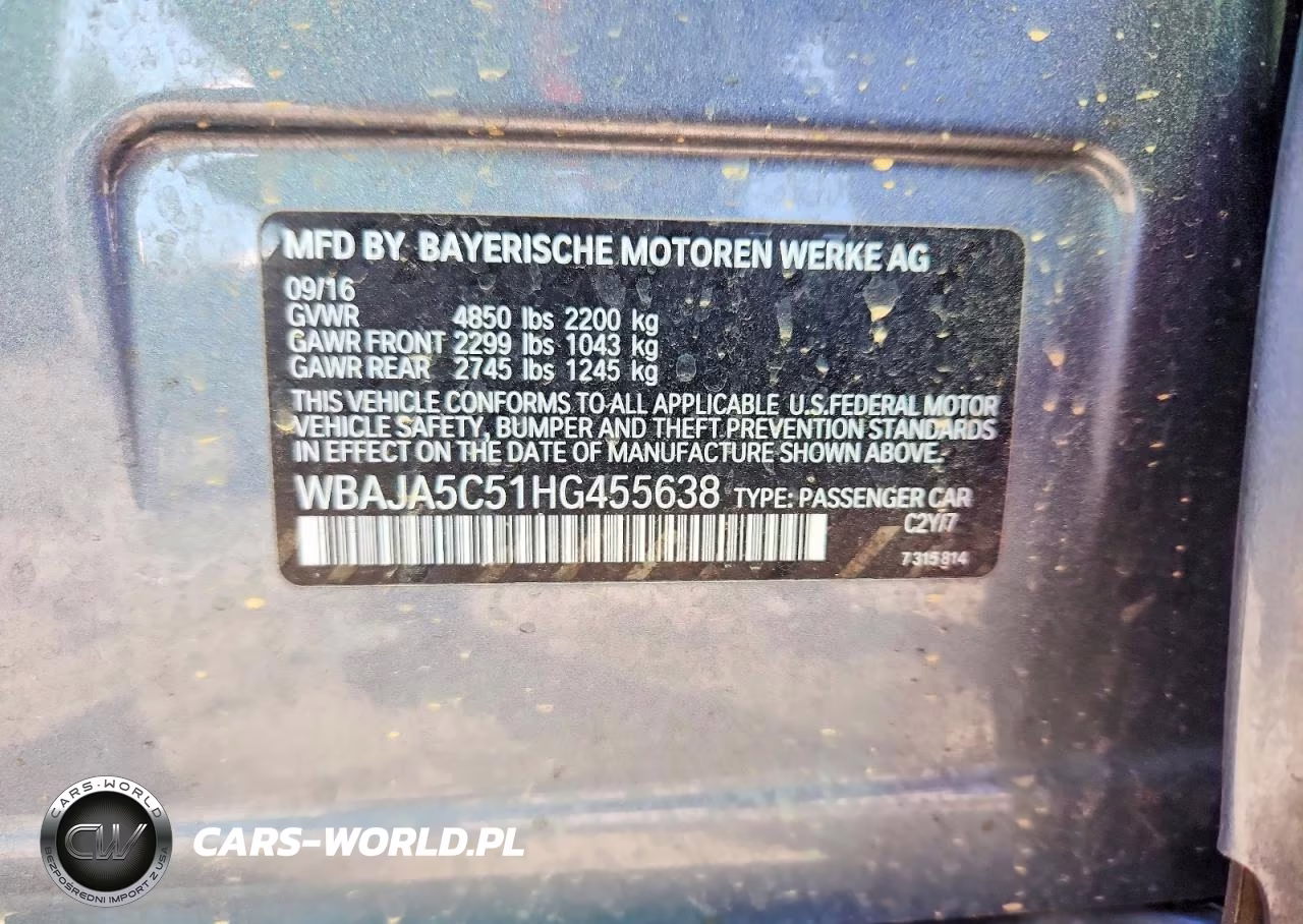 2017 BMW 530 I VIN:WBAJA5C51HG455638 - 12