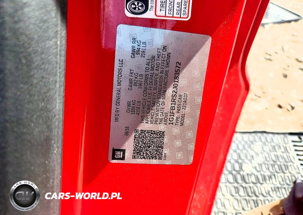 2018 Chevrolet Camaro Lt VIN:1G1FB1RS2J0183572 - 12