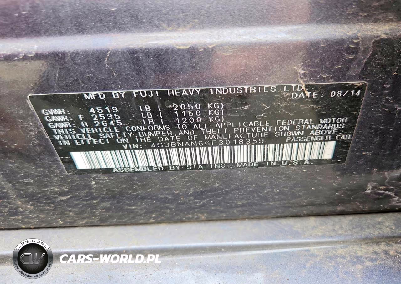 2015 Subaru Legacy 2.5I Limited VIN:4S3BNAN66F3018359 - 12