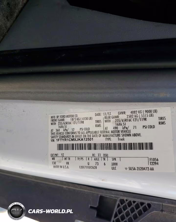 2018 Ford Transit T-250 VIN:1FTYR1CMXJKA12501 - 14