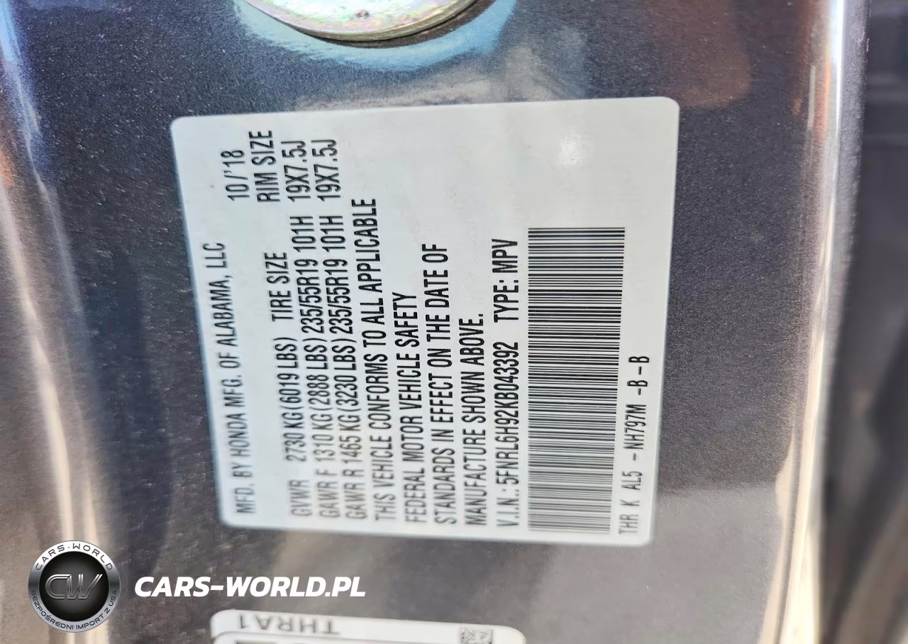 2019 Honda Odyssey Elite VIN:5FNRL6H92KB043392 - 14