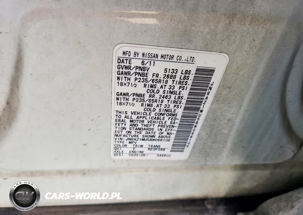 2011 Nissan Murano Sl VIN:JN8AZ1MU5BW066108 - 13