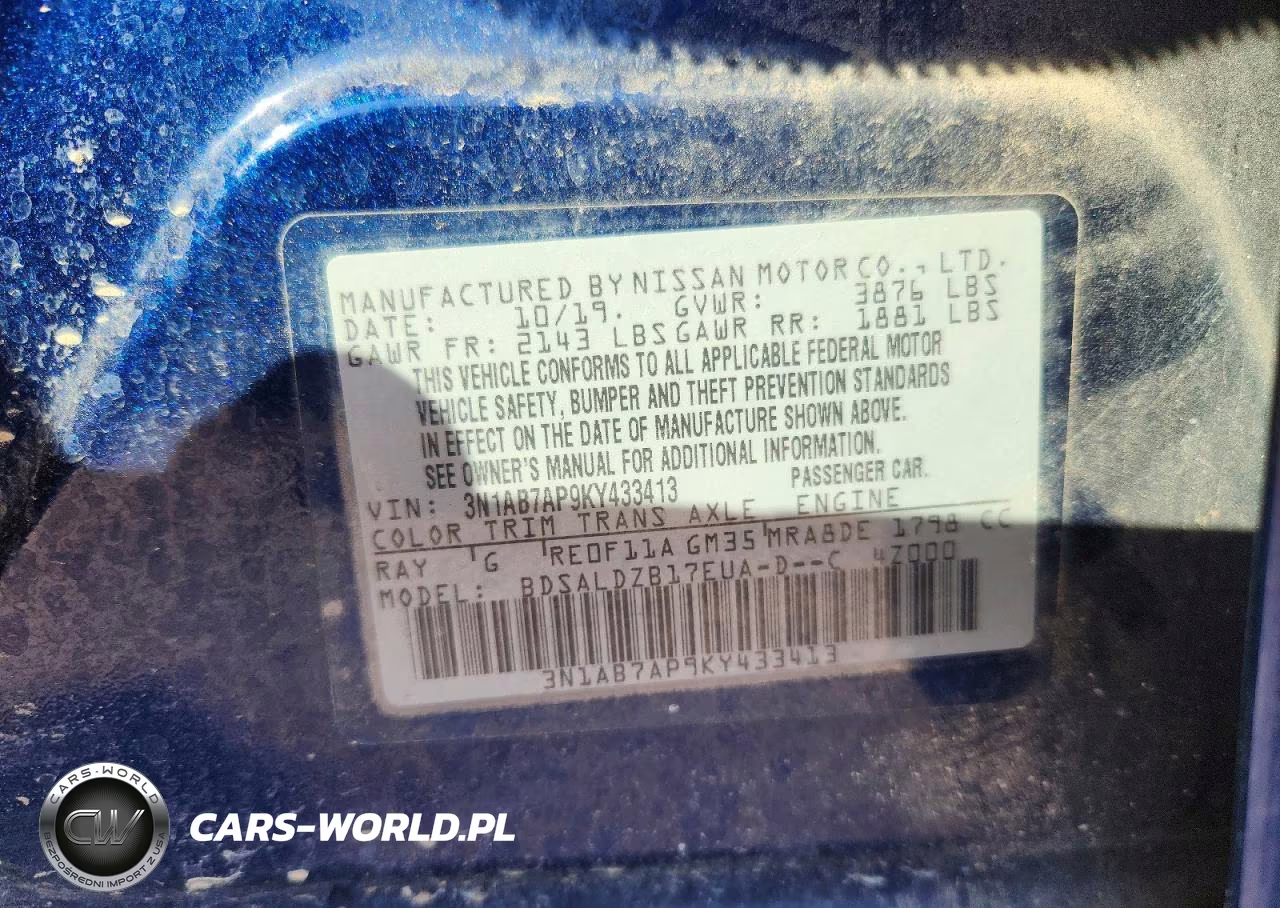2019 Nissan Sentra Sv VIN:3N1AB7AP9KY433413 - 12