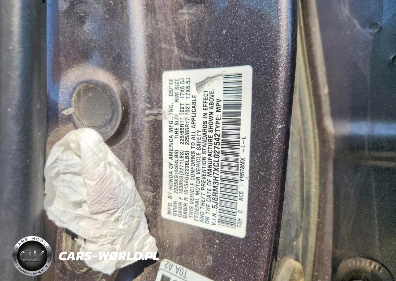 2012 Honda Cr-V Exl VIN:5J6RM3H7XCL027542 - 13