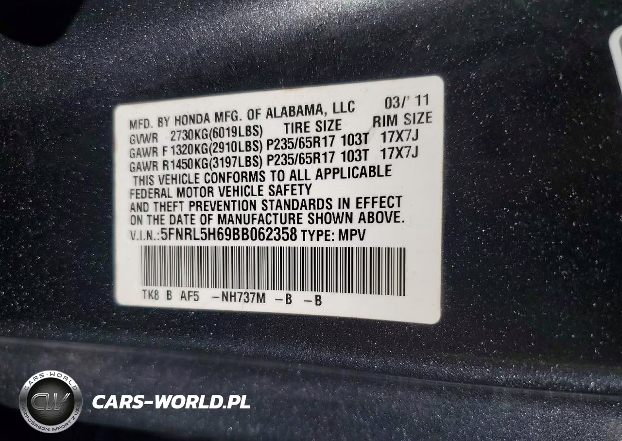 2011 Honda Odyssey Exl VIN:5FNRL5H69BB062358 - 13