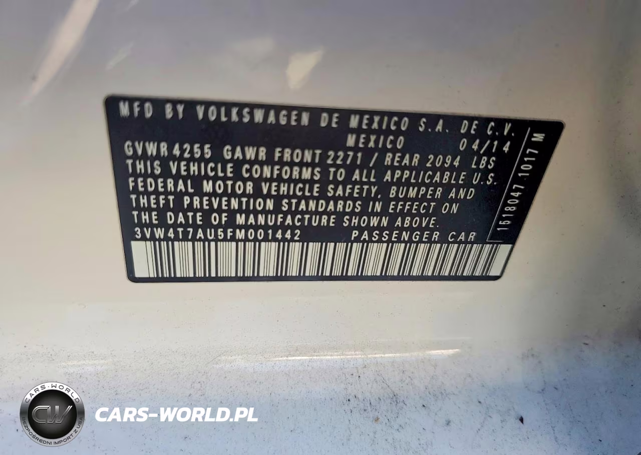 2015 Volkswagen Gti VIN:3VW4T7AU5FM001442 - 12