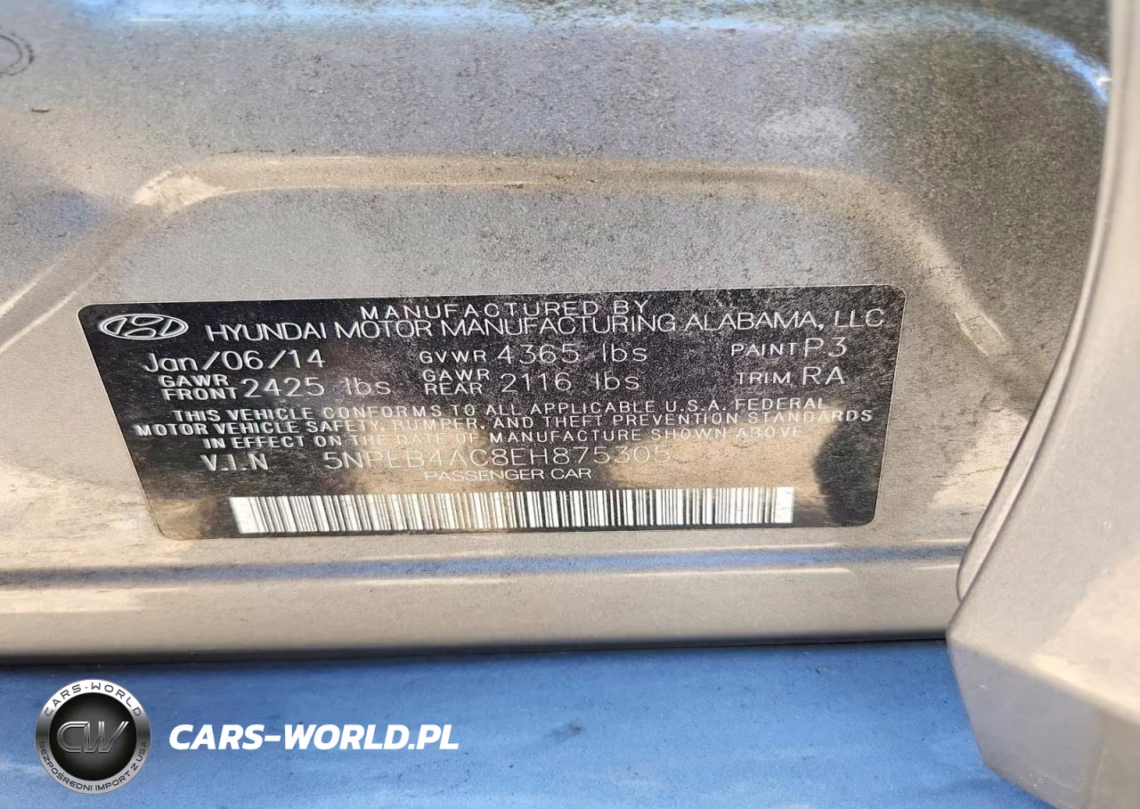 2014 Hyundai Sonata Gls VIN:5NPEB4AC8EH875305 - 12