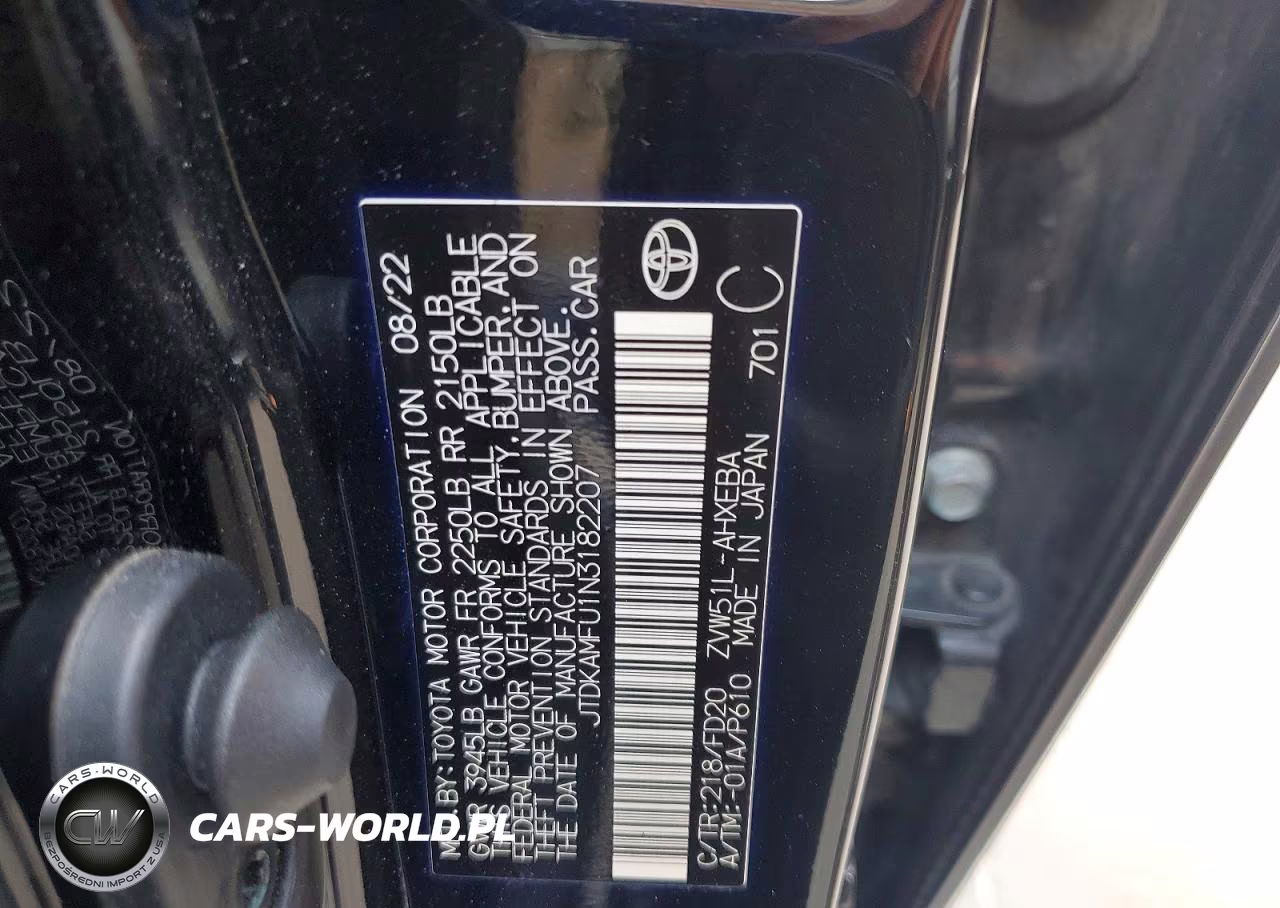 2022 Toyota Prius Le VIN:JTDKAMFU1N3182207 - 12
