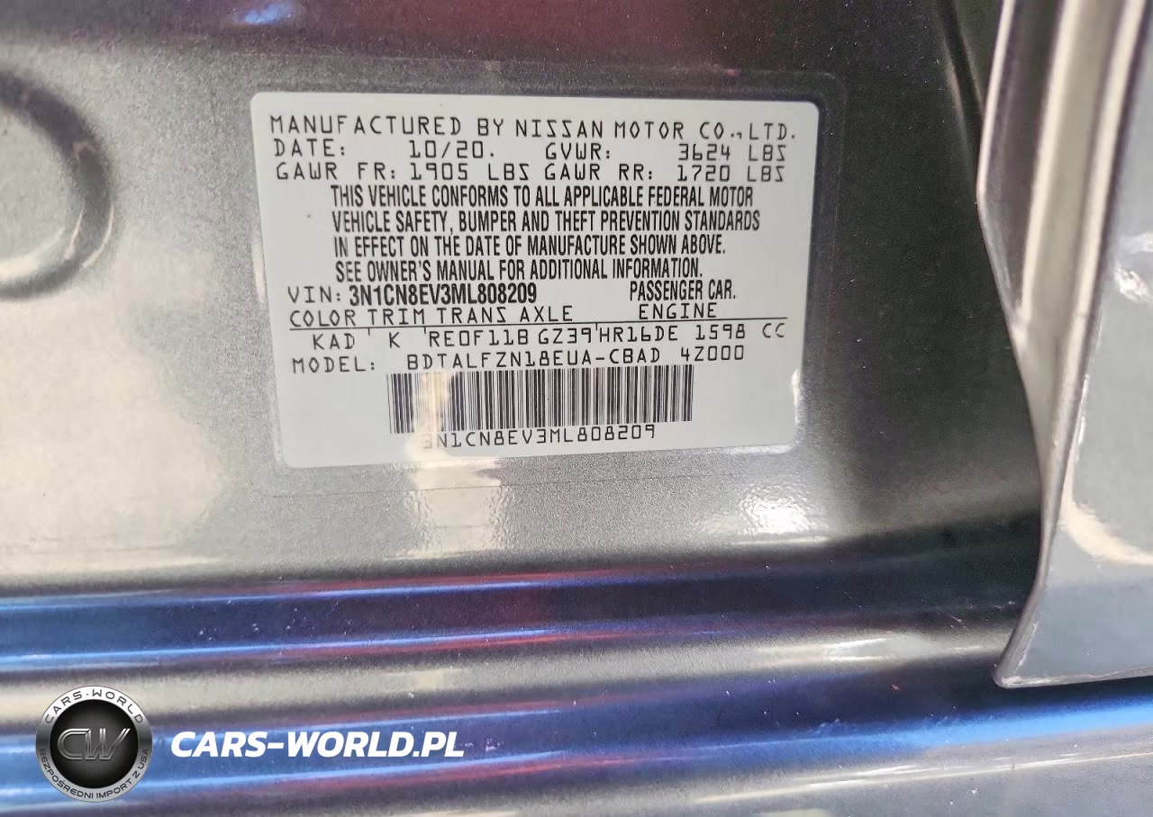 2021 Nissan Versa Sv VIN:3N1CN8EV3ML808209 - 12