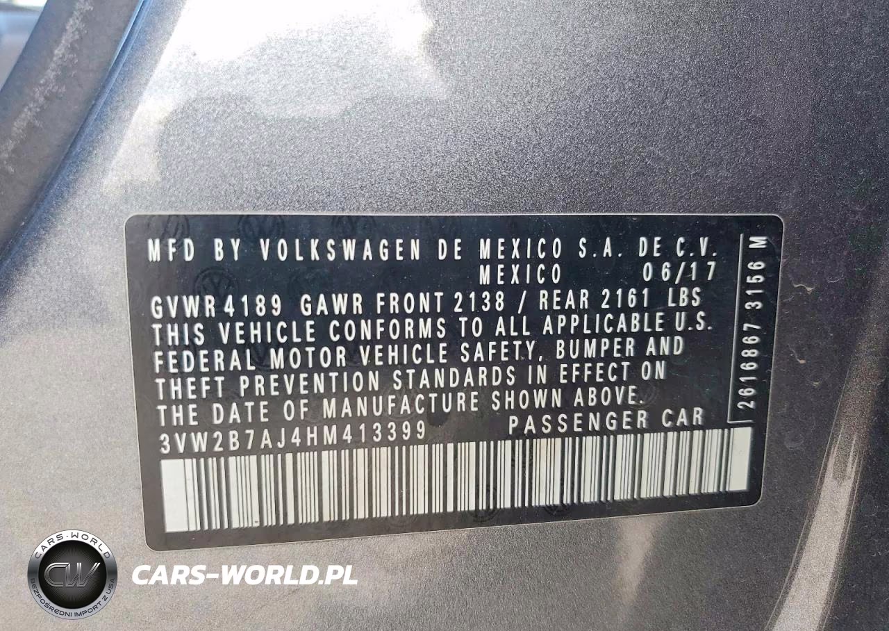 2017 Volkswagen Jetta S VIN:3VW2B7AJ4HM413399 - 12