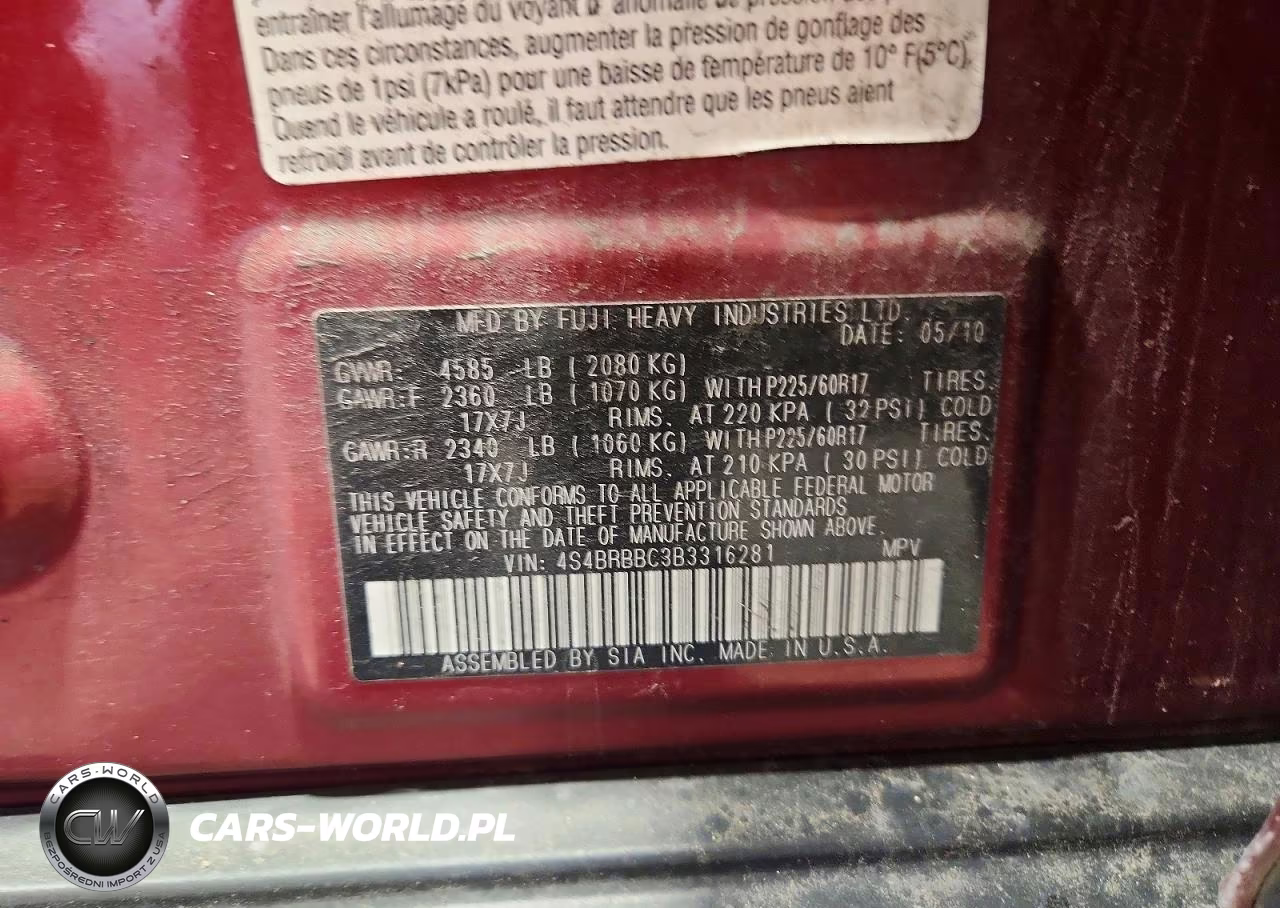 2011 Subaru Outback 2.5I Premium VIN:4S4BRBBC3B3316281 - 12