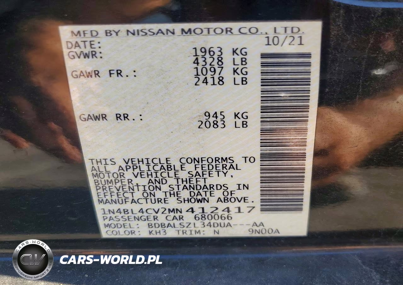 2021 Nissan Altima Sr VIN:1N4BL4CV2MN412417 - 13