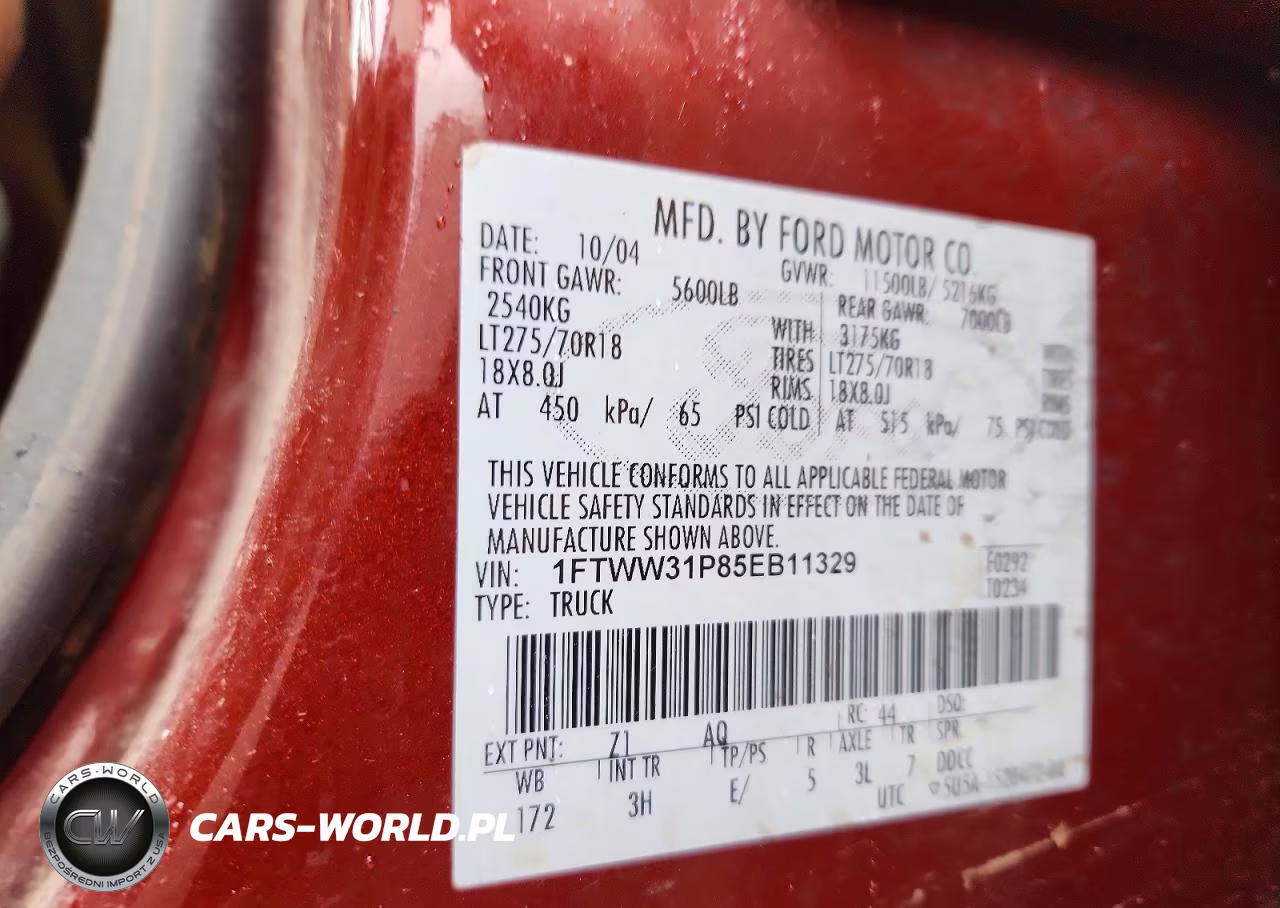 2005 Ford F350 Srw Super Duty VIN:1FTWW31P85EB11329 - 12