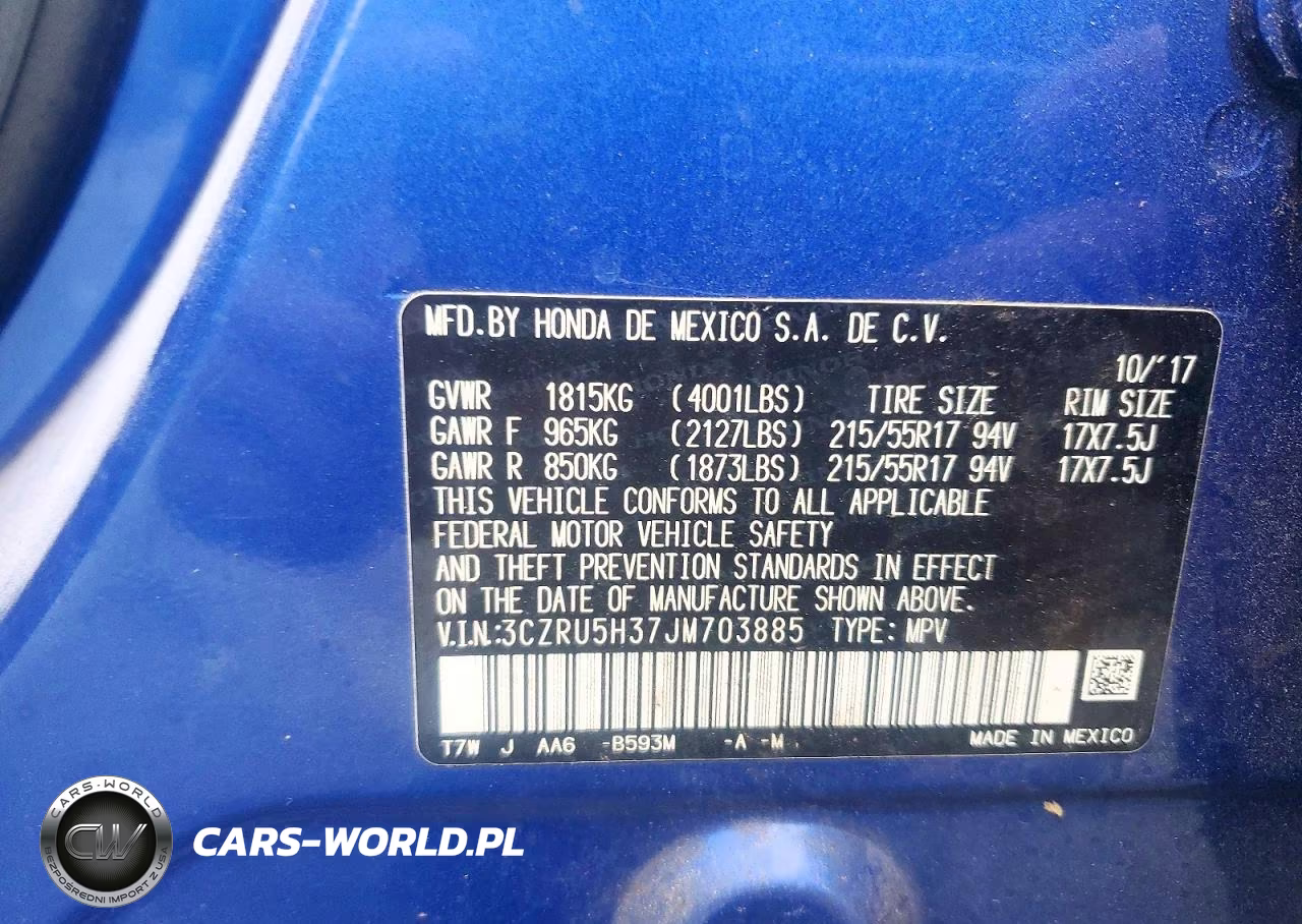 2018 Honda Hr-V Lx VIN:3CZRU5H37JM703885 - 12