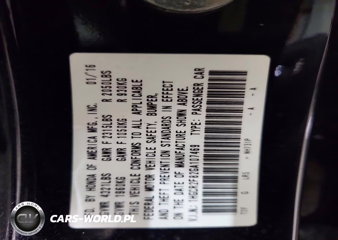 2016 Honda Accord Exl VIN:1HGCR2F82GA107469 - 12