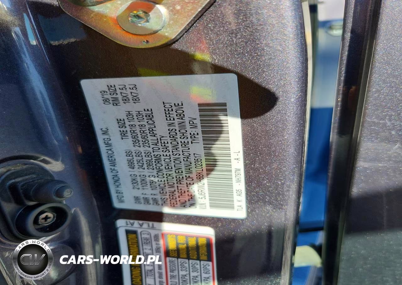 2019 Honda Cr-V Exl VIN:5J6RW2H88KL023517 - 12