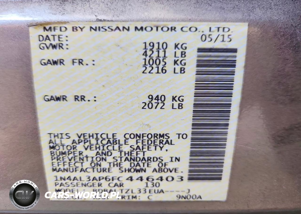 2015 Nissan Altima 2.5 Sl VIN:1N4AL3AP6FC446403 - 12