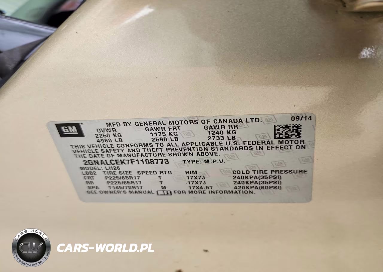 2015 Chevrolet Equinox Lt VIN:2GNALCEK7F1108773 - 14