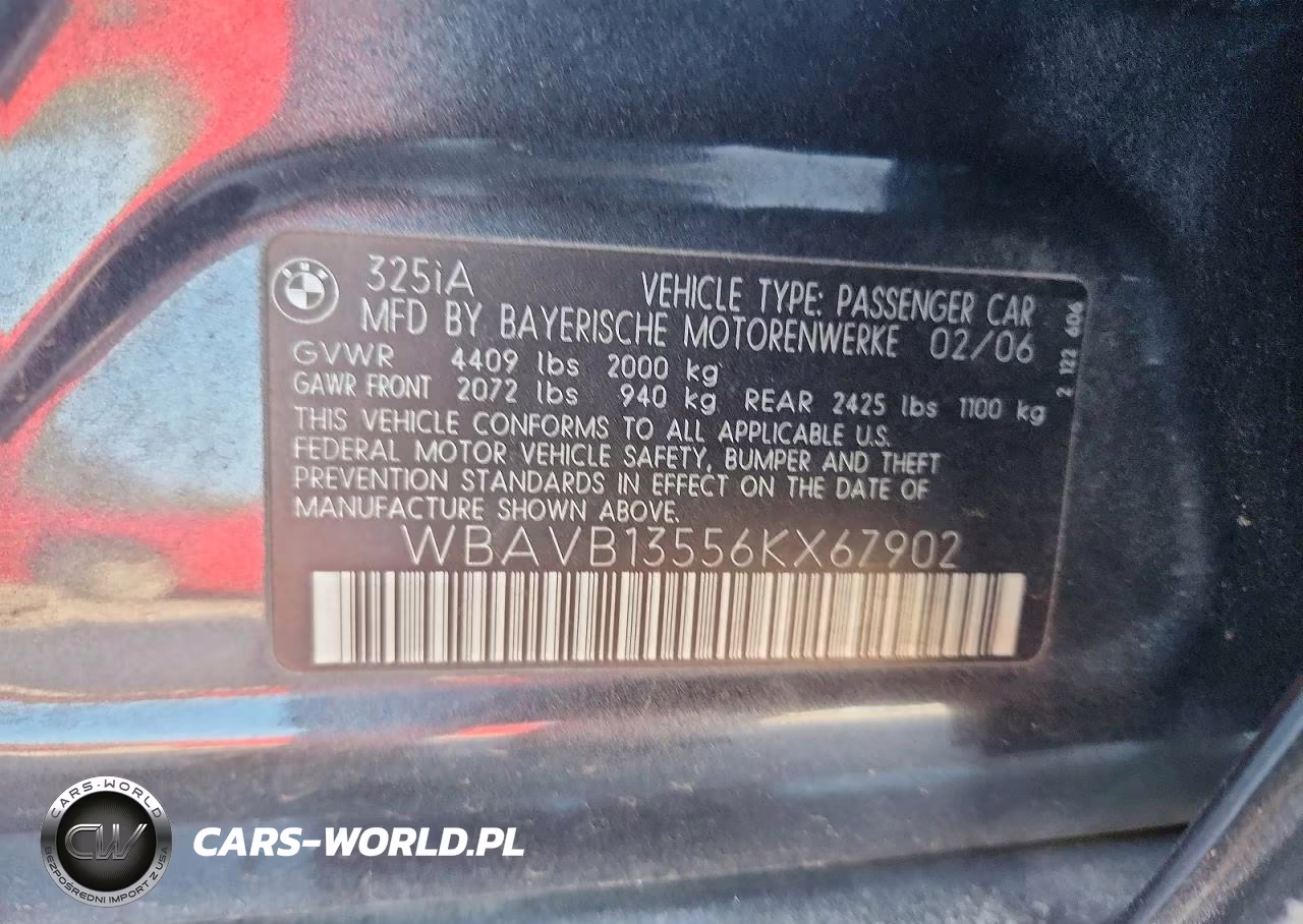 2006 BMW 325 I VIN:WBAVB13556KX67902 - 12
