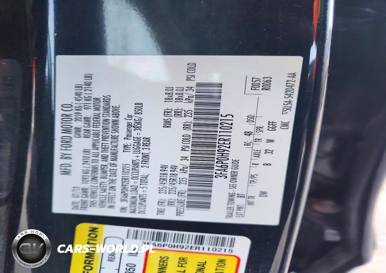 2014 Ford Fusion Se VIN:3FA6P0H92ER110215 - 12