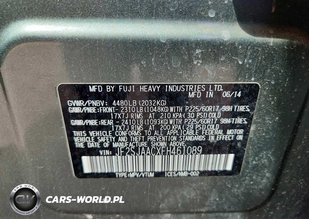 2015 Subaru Forester 2.5I VIN:JF2SJAACXFH461089 - 13