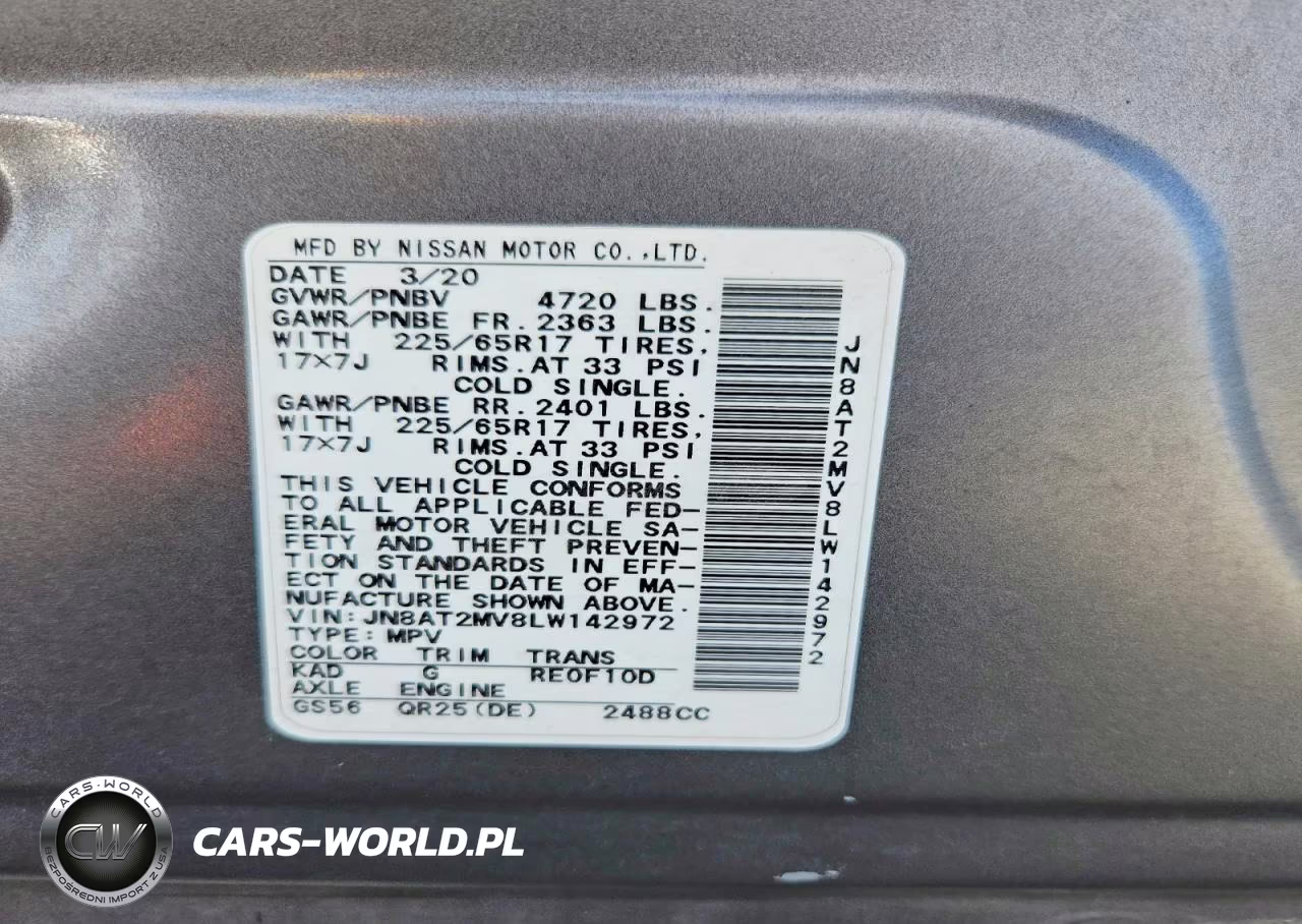 2020 Nissan Rogue Sv VIN:JN8AT2MV8LW142972 - 14