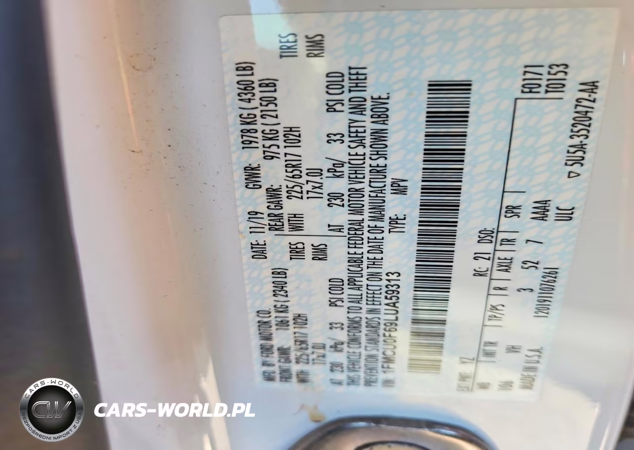 2020 Ford Escape S VIN:1FMCU0F69LUA59313 - 12