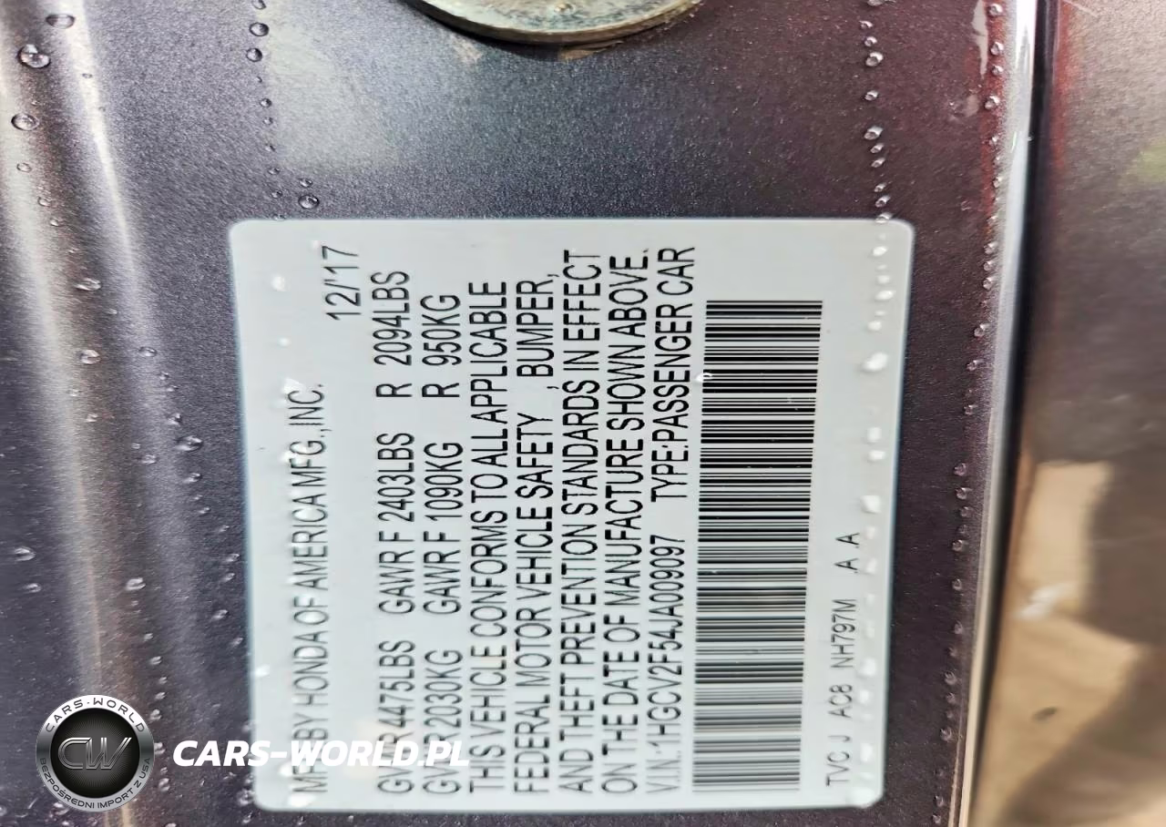 2018 Honda Accord Exl VIN:1HGCV2F54JA009097 - 12