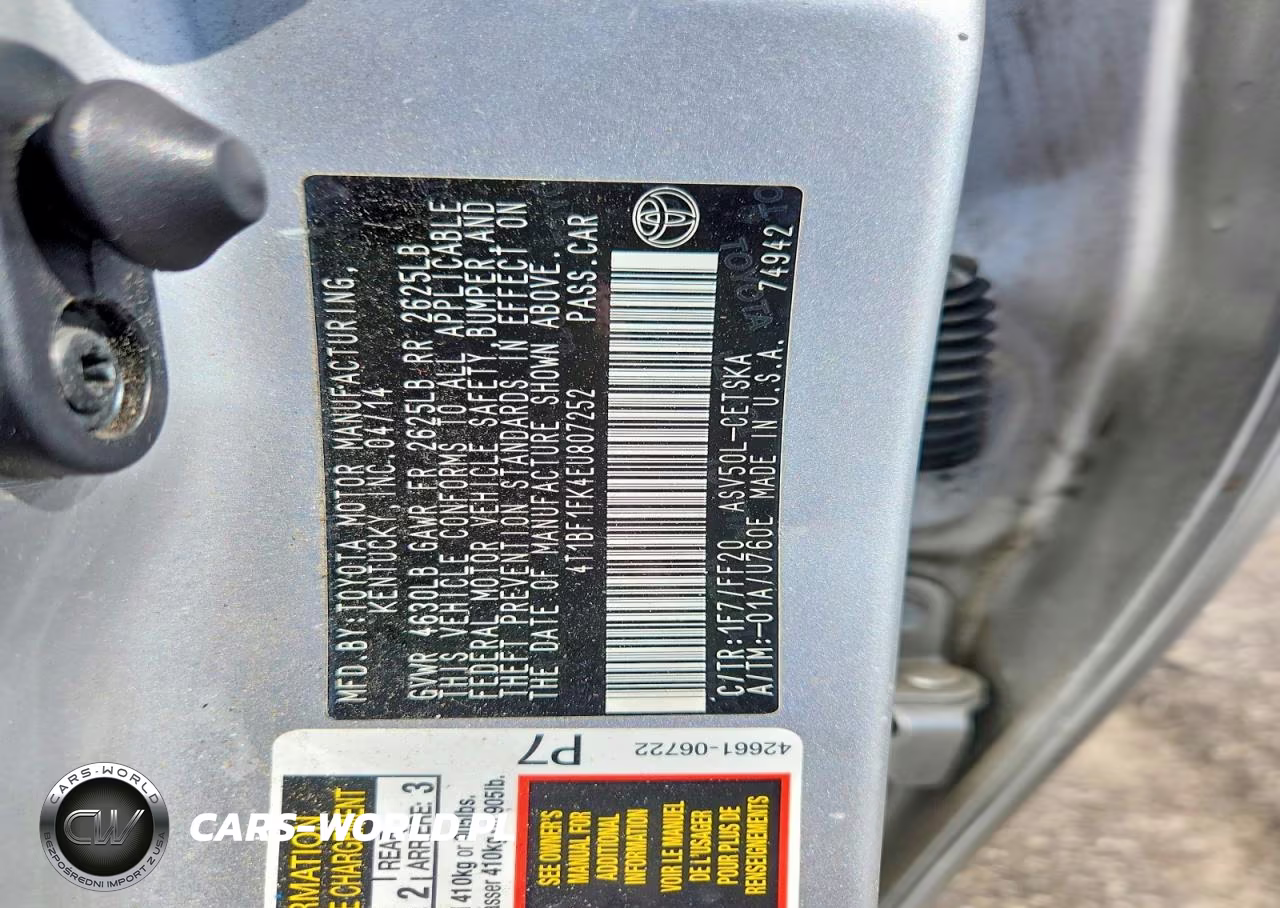 2014 Toyota Camry Se VIN:4T1BF1FK4EU807252 - 12