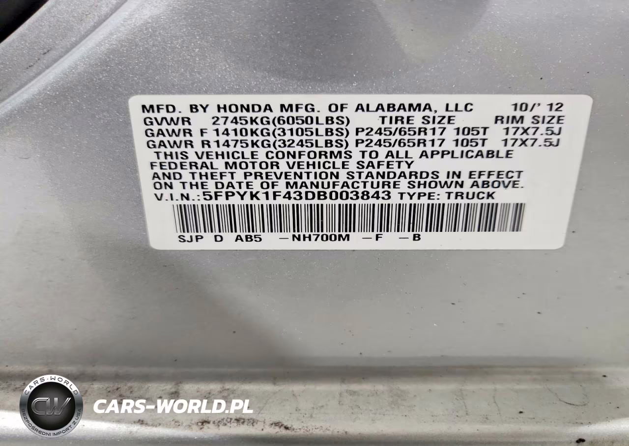 2013 Honda Ridgeline Rts VIN:5FPYK1F43DB003843 - 12
