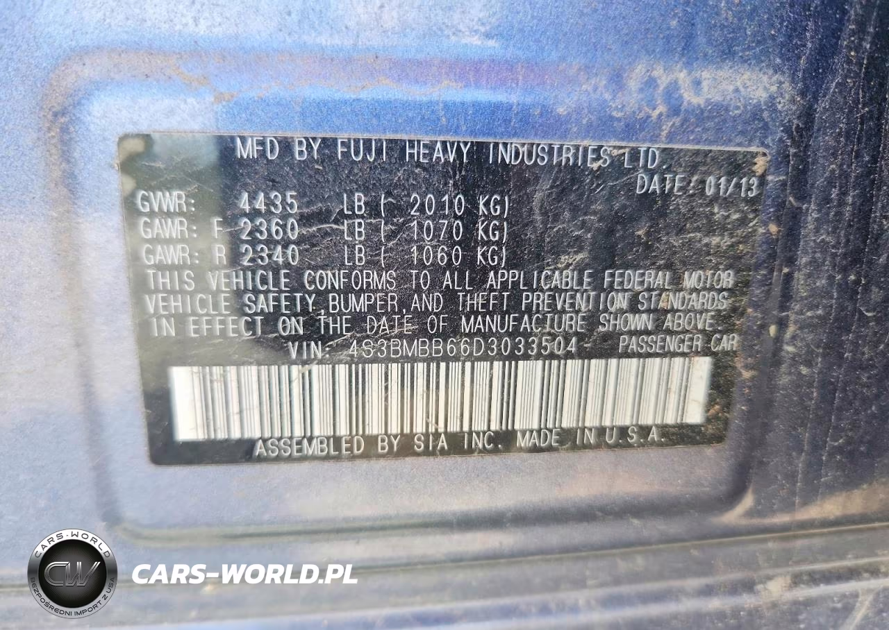 2013 Subaru Legacy 2.5I Premium VIN:4S3BMBB66D3033504 - 12