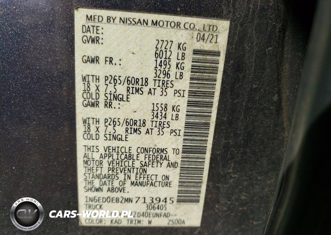 2021 Nissan Frontier Sv VIN:1N6ED0EB2MN713945 - 12