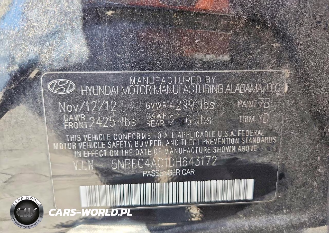 2013 Hyundai Sonata Limited VIN:5NPEC4AC1DH643172 - 12