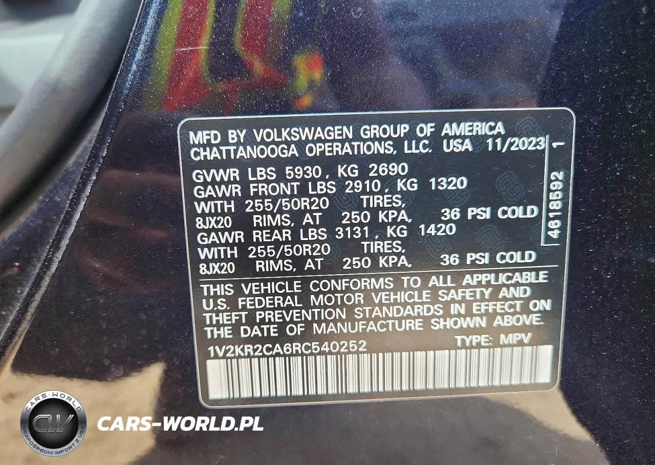 2024 Volkswagen Atlas Se VIN:1V2KR2CA6RC540252 - 12